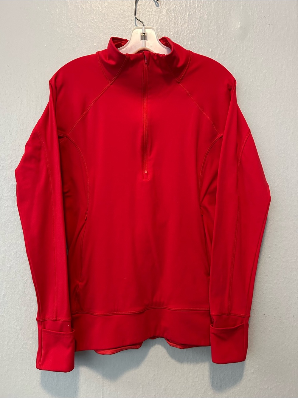 Athleta Red Performance Top with Subtle Logo